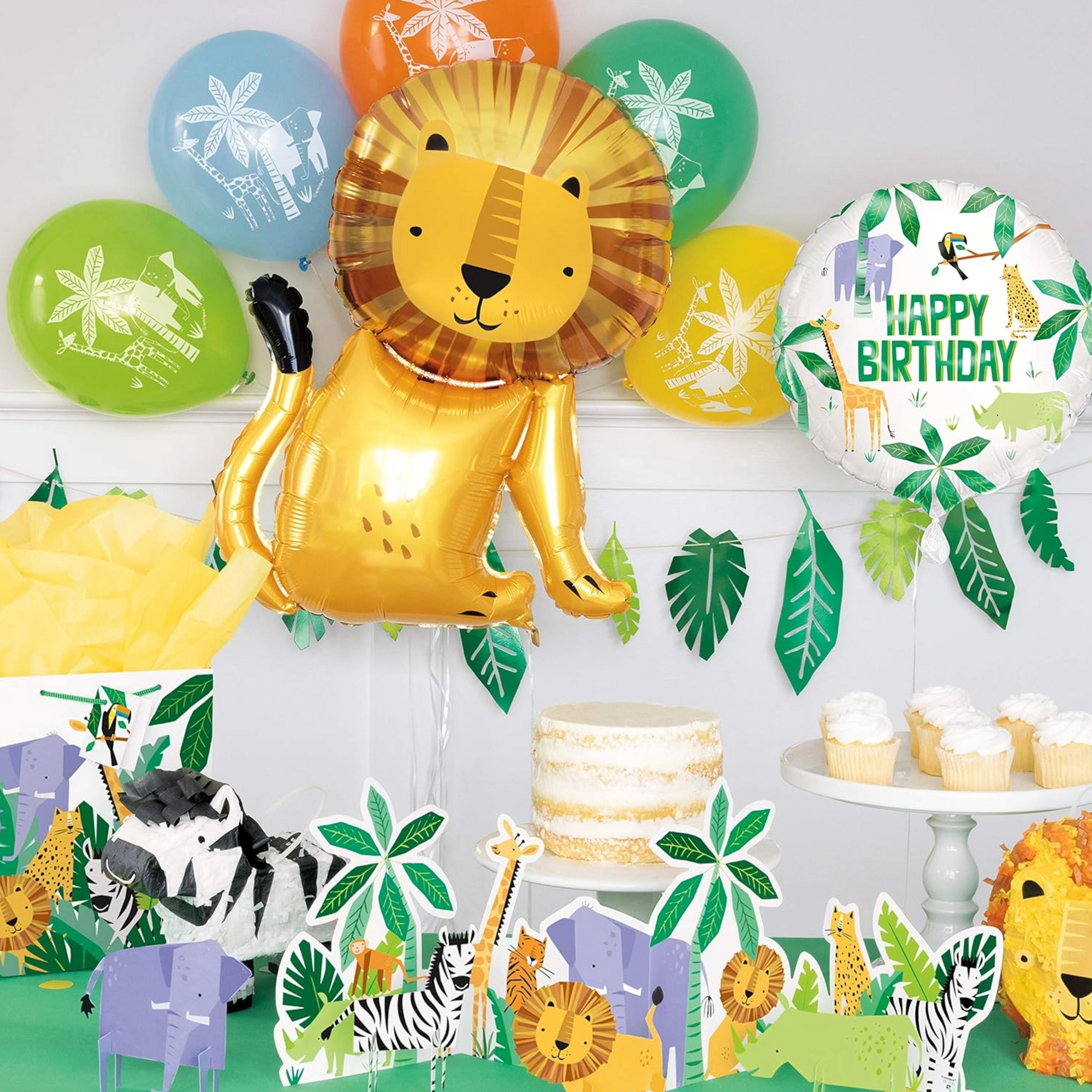 Safari Animal Birthday Party Foil Leaves Garland 7ft - Amazing Pinatas 