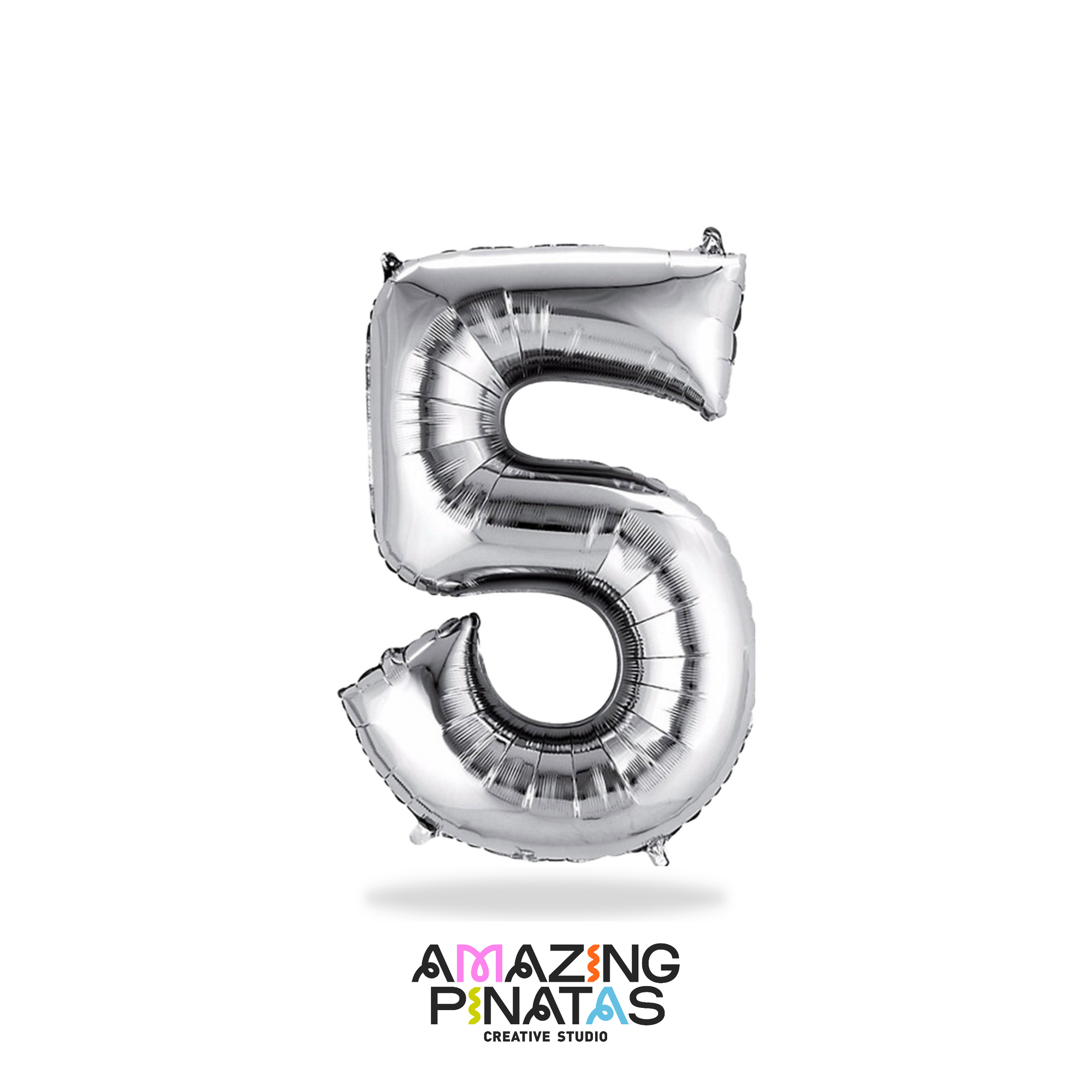 Metallic Silver Number Mylar Foil Balloons 34 Inch | 5 | Amazing Pinatas