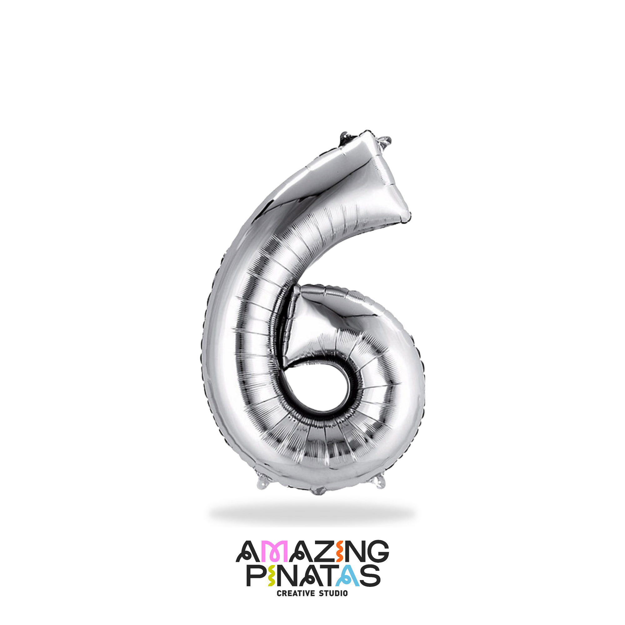 Metallic Silver Number Mylar Foil Balloons 34 Inch | 6 | Amazing Pinatas