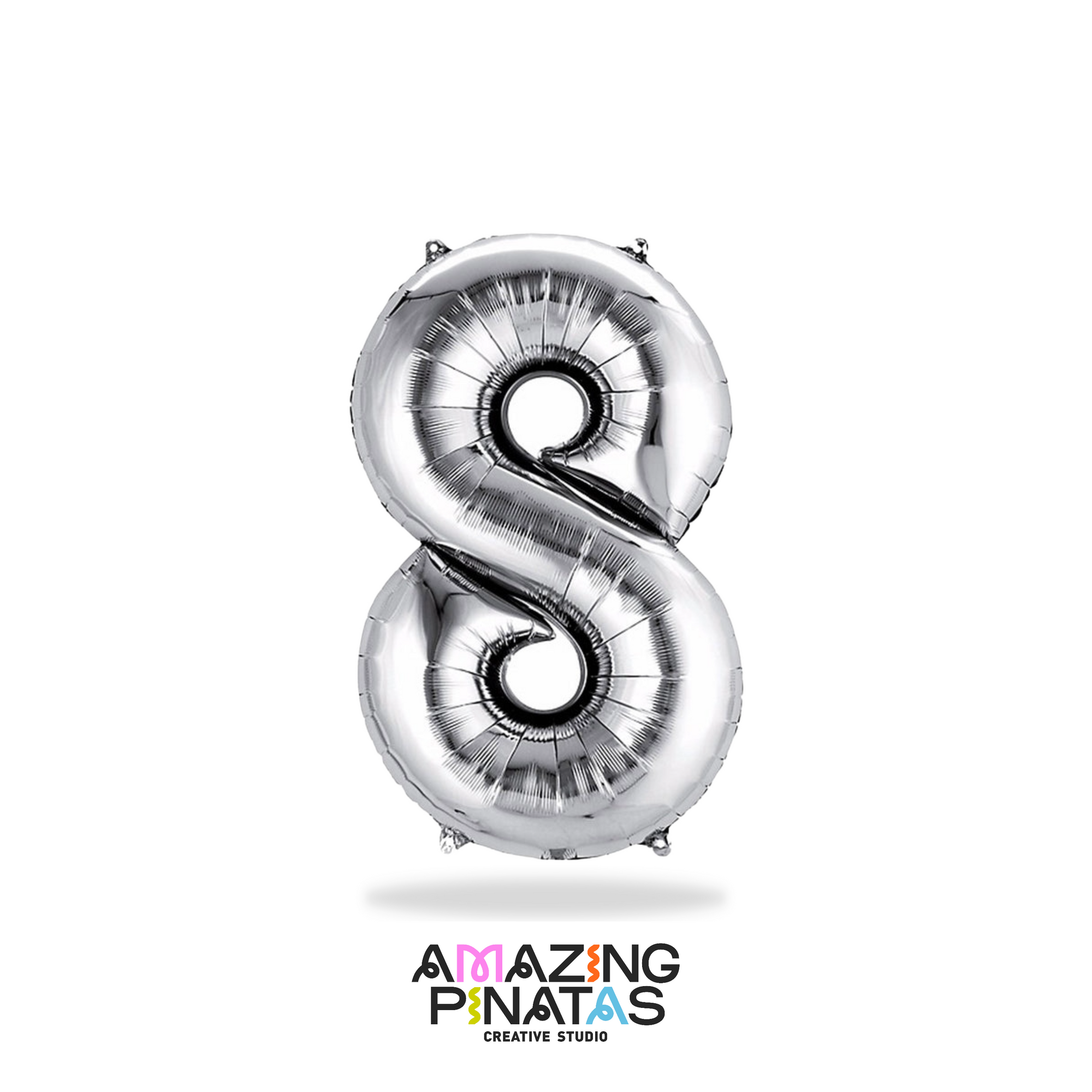 Metallic Silver Number Mylar Foil Balloons 34 Inch | 8 | Amazing Pinatas