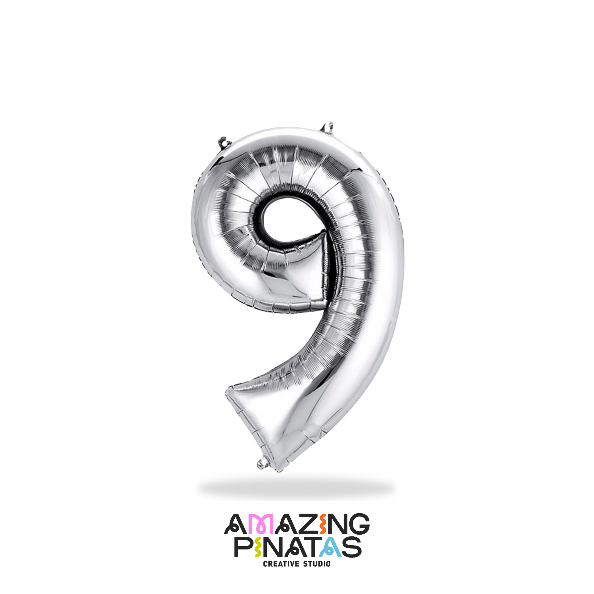 Metallic Silver Number Mylar Foil Balloons 34 Inch | 9 | Amazing Pinatas