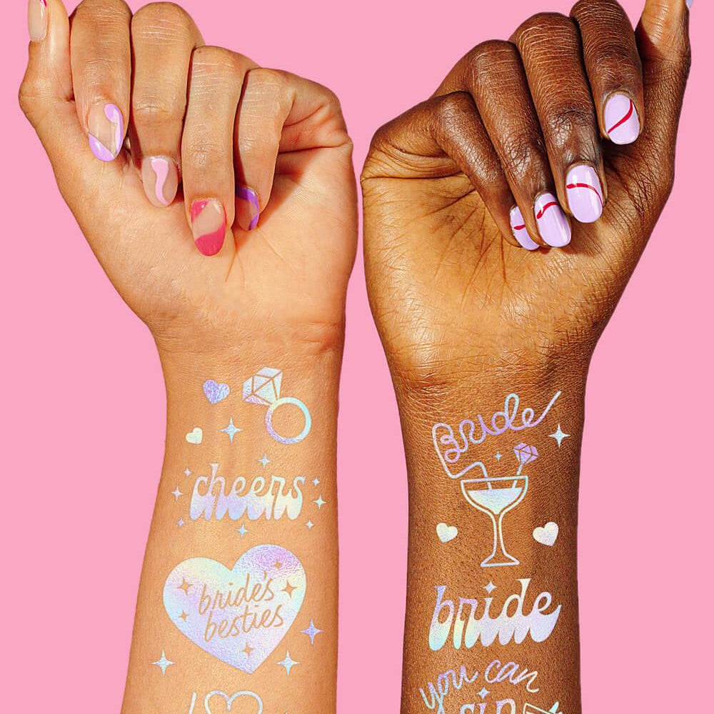 Bride's Besties Tats - 40 foil temporary tattoos