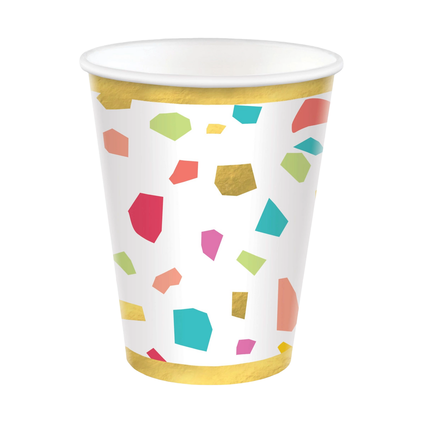 Rainbow Confetti Terrazzo Party Beverage Cups 12oz, Pack of 20 - Amazing Pinatas 