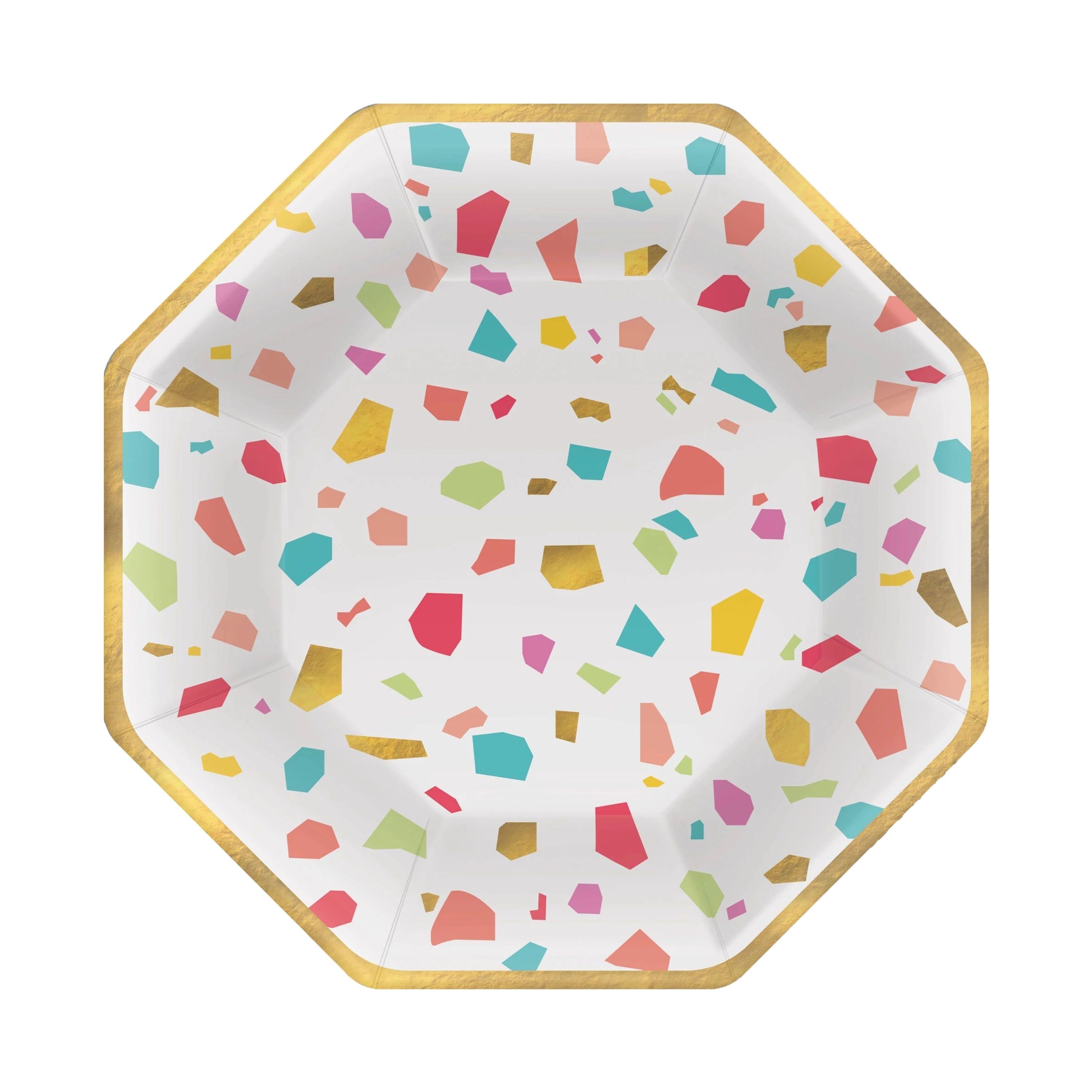 Rainbow Confetti Terrazzo Party Dessert Plates, Pack of 20 - Amazing Pinatas 