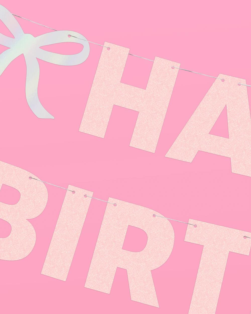 Birthday Bow Banner - foil + glitter banner