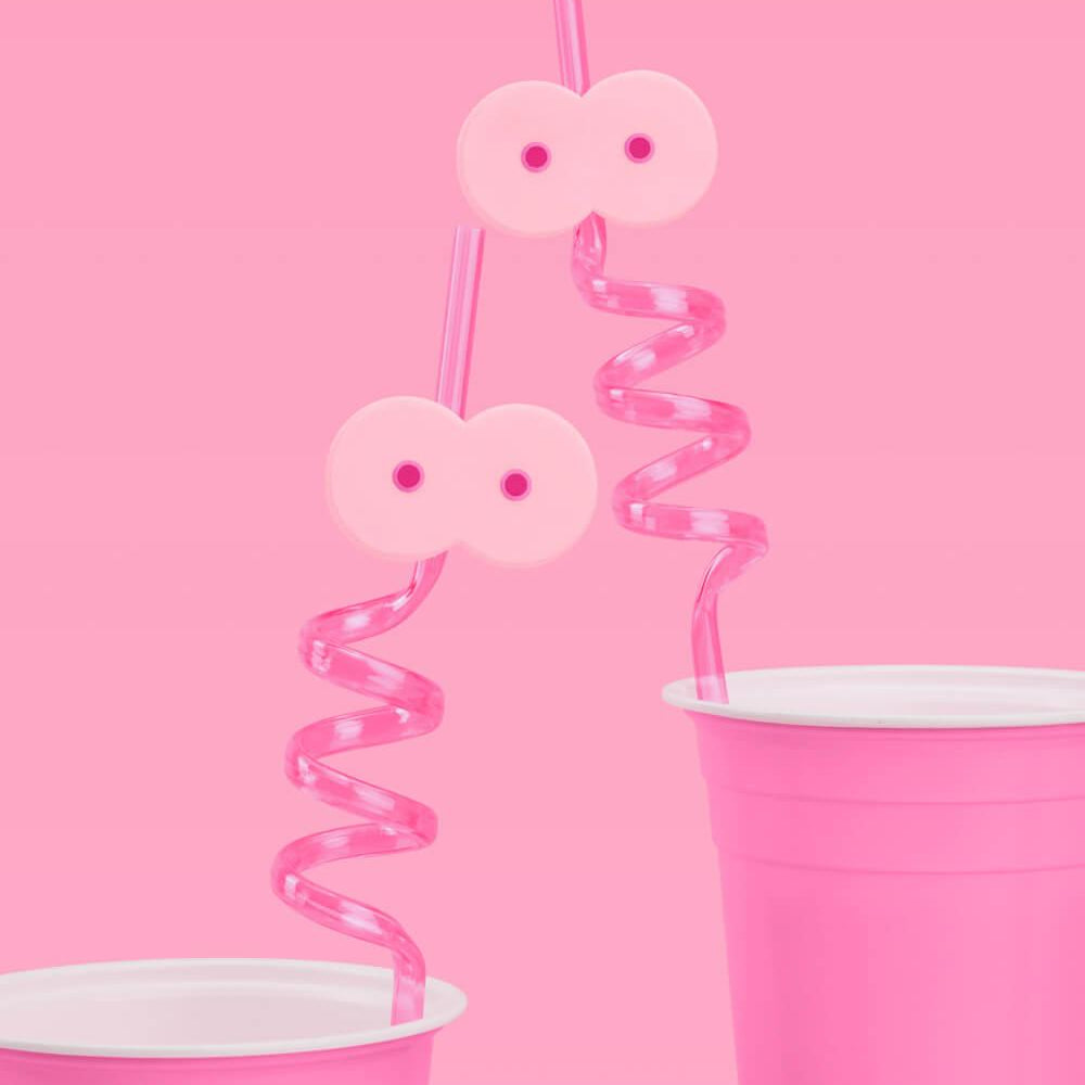 Breast In Show Straws - 12 reusable straws