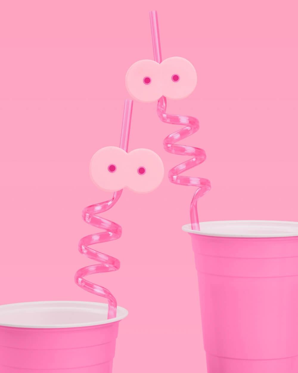 Breast In Show Straws - 12 reusable straws