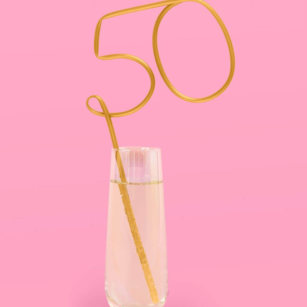 Half Way There Straw - XL gold 50 straw