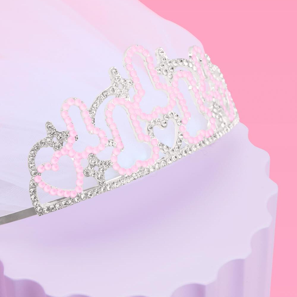 The Penis Tiara + Veil - rhinestone tiara + veil