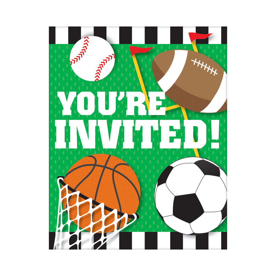 All Star Sports Birthday Party Invitation Cards, Pack of 8 | Amazing Pinatas