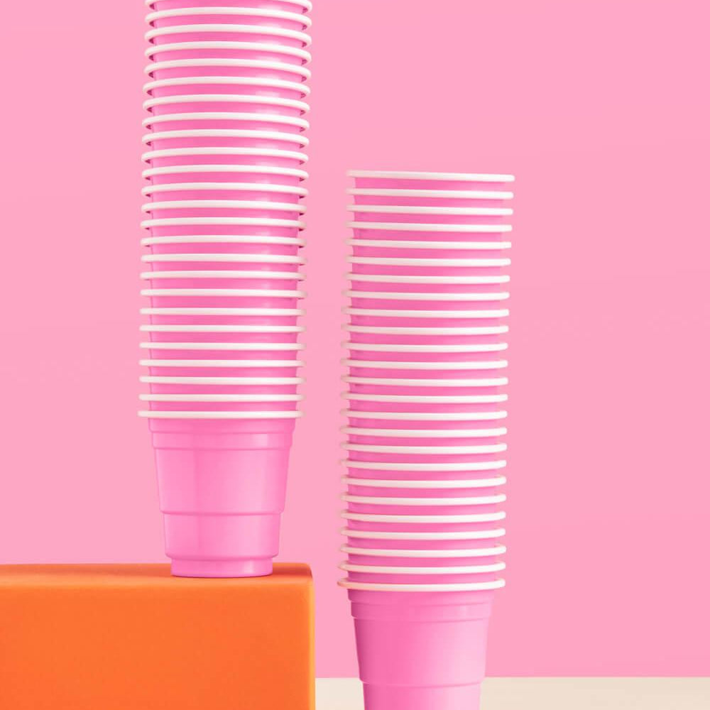 Baby Pink Shot Glasses - 50 plastic shot glasses