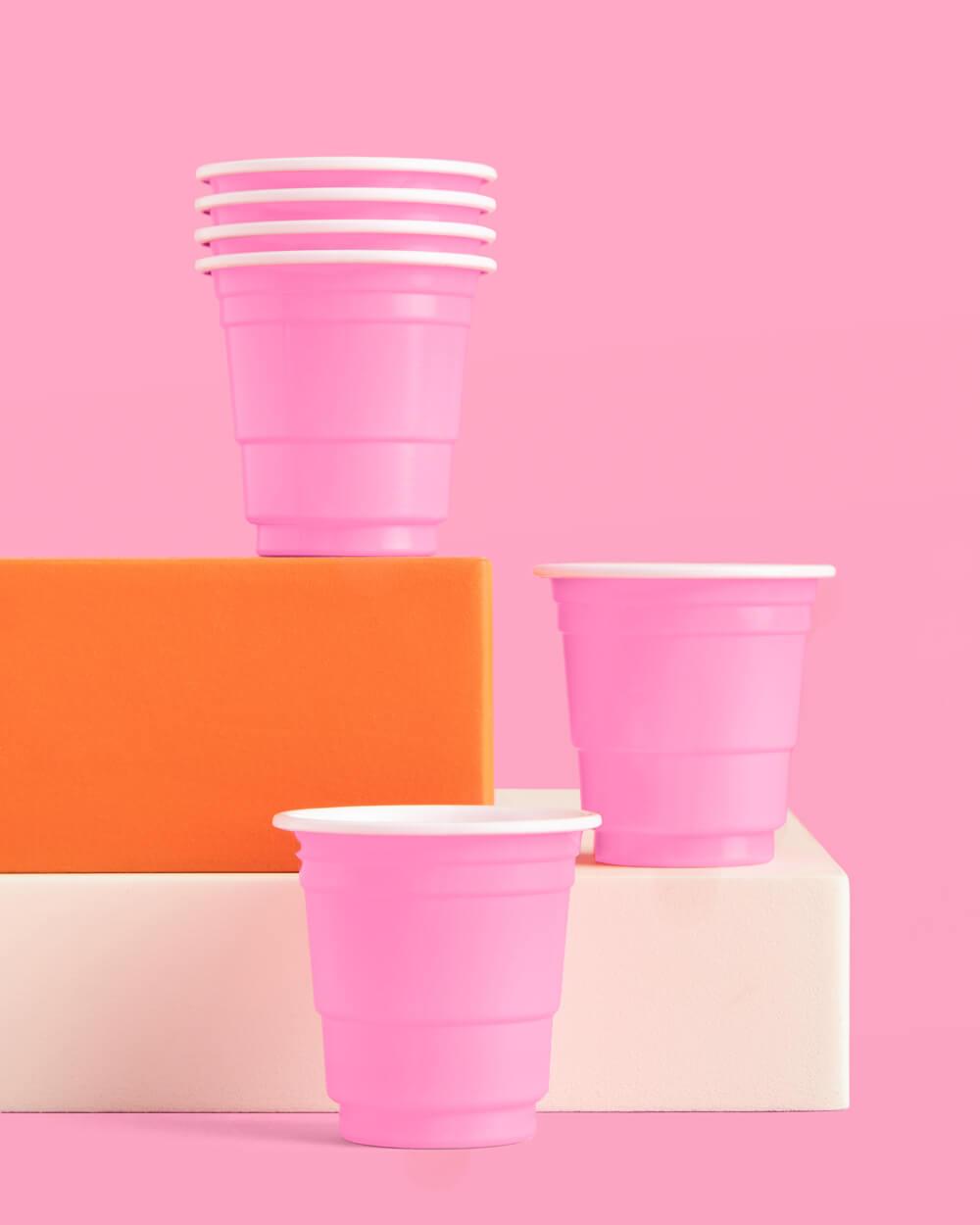 Baby Pink Shot Glasses - 50 plastic shot glasses