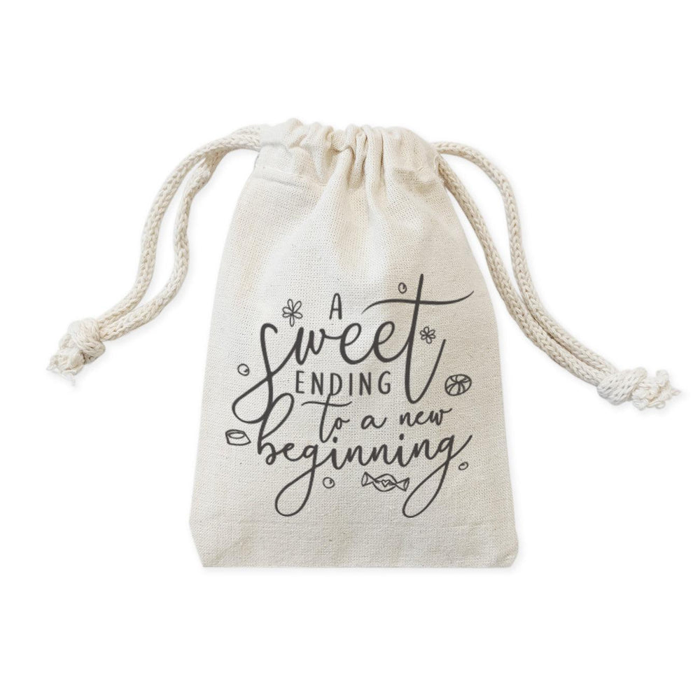 A Sweet Ending to a New Beginning Cotton Canvas Wedding Favor Bags, 6-Pack | Amazing Pinatas 