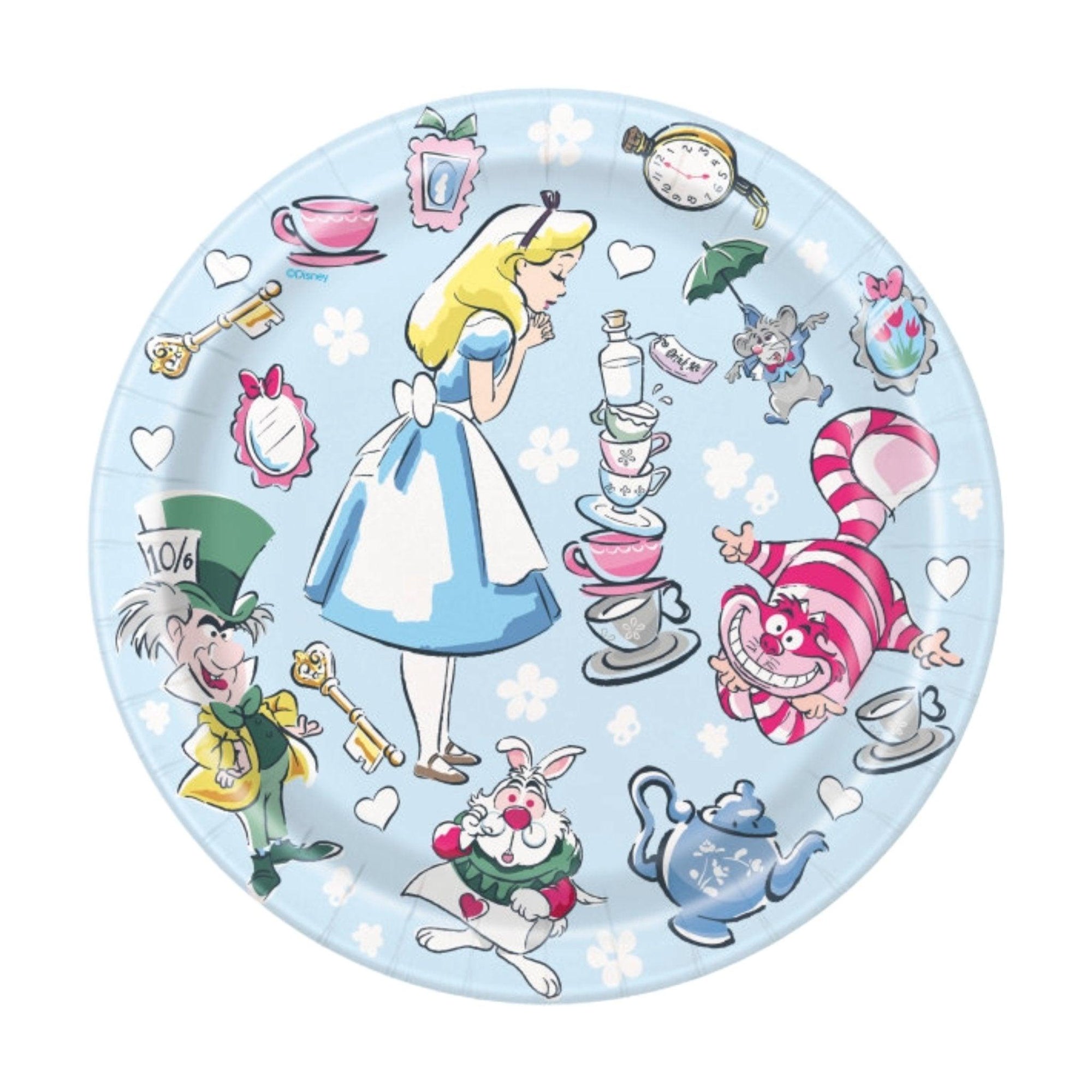 Alice in Wonderland Disney Birthday Party Dessert Plates, Pack of 8 | Amazing Pinatas 