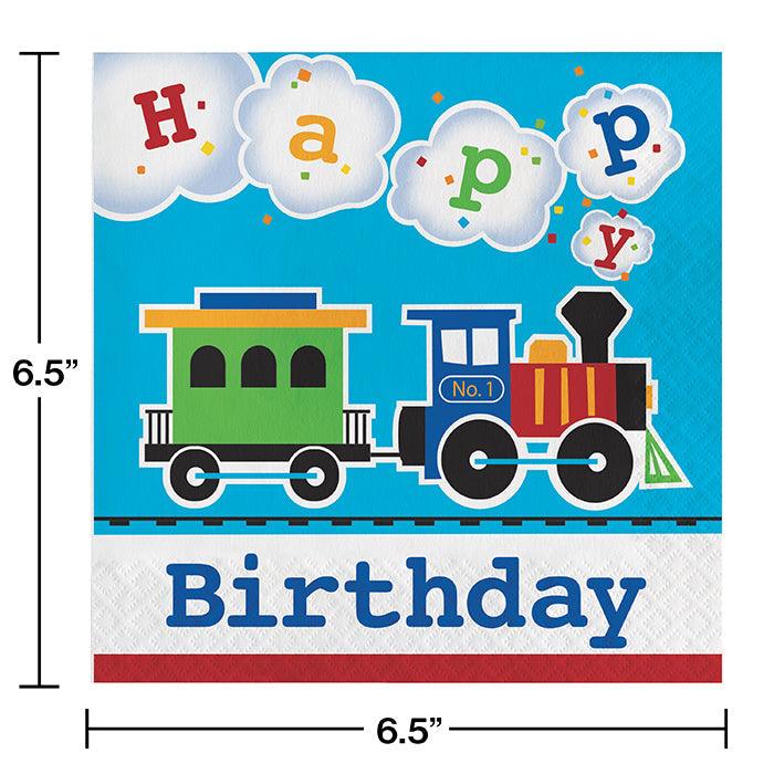 All Aboard Train Birthday Napkins, 16 ct | Amazing Pinatas 