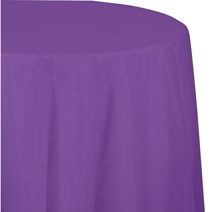 Amethyst Round Plastic Tablecover, 82" | Amazing Pinatas 