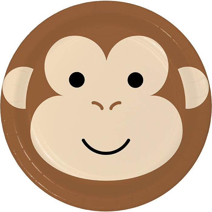 Animal Faces Dessert Plate, Monkey 8ct | Amazing Pinatas 