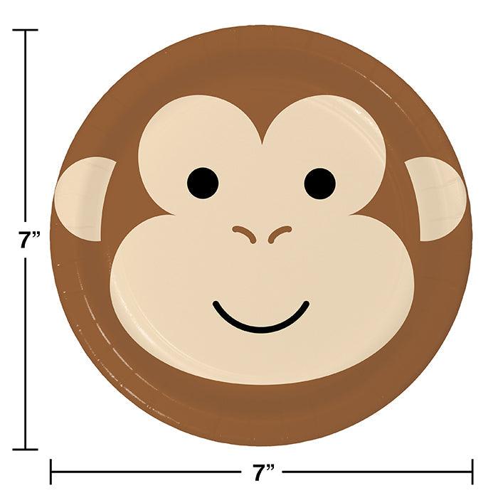 Animal Faces Dessert Plate, Monkey 8ct | Amazing Pinatas 