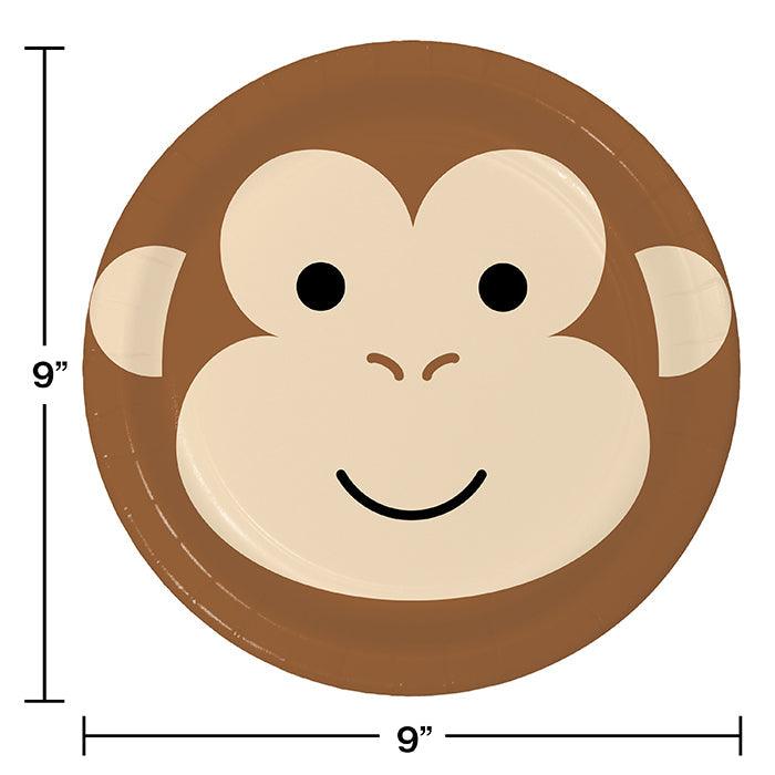 Animal Faces Dinner Plate, Monkey 8ct | Amazing Pinatas 