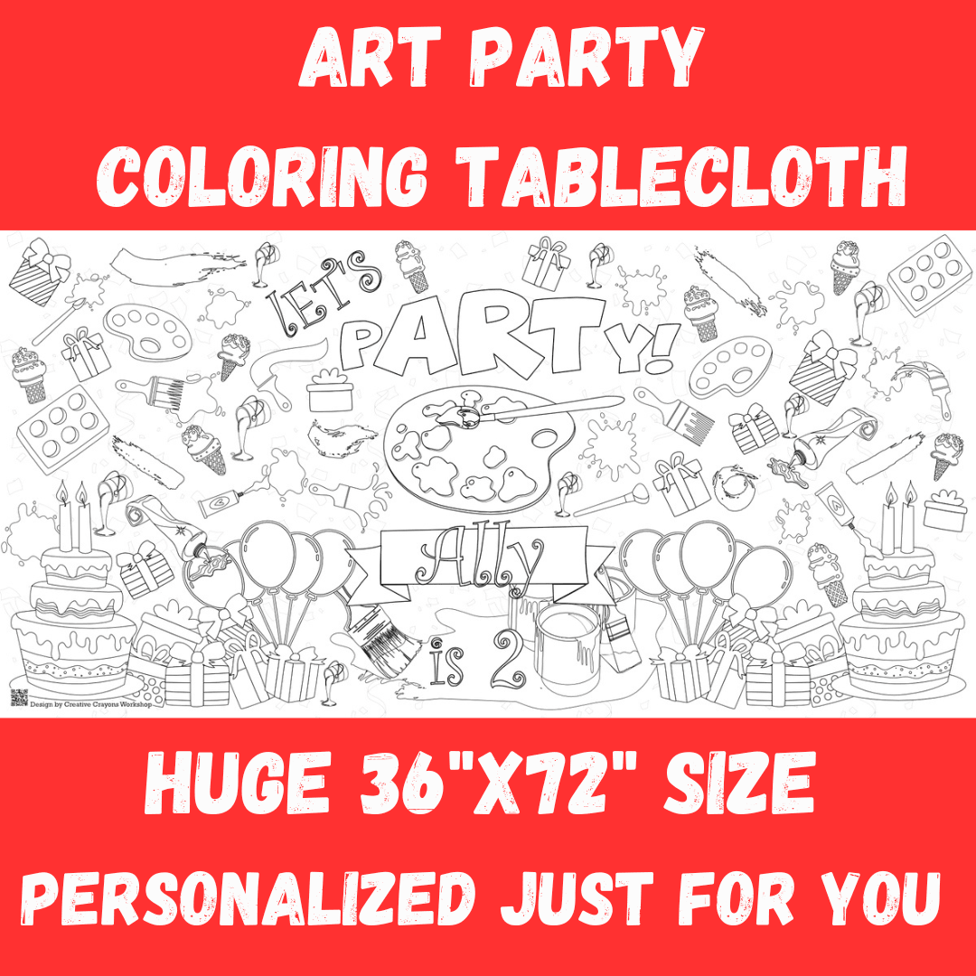 Art Party Coloring Activity Table Cover | Amazing Pinatas 