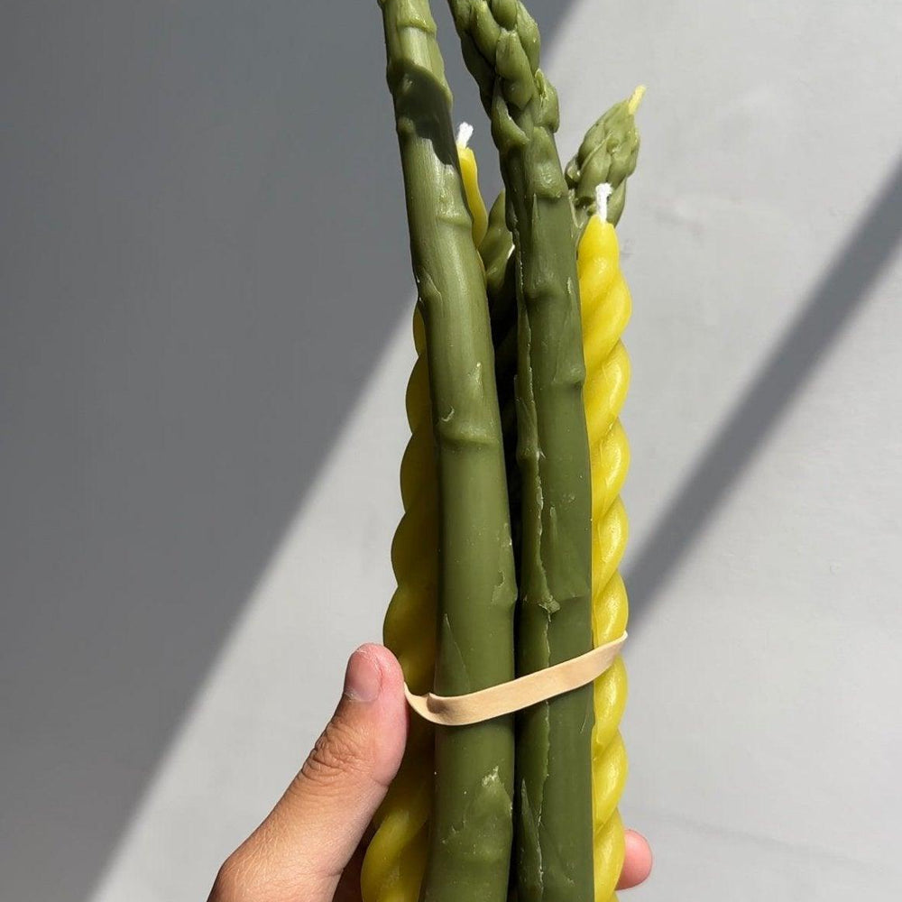 Asparagus Beeswax Candle Tapers (2) | Amazing Pinatas 