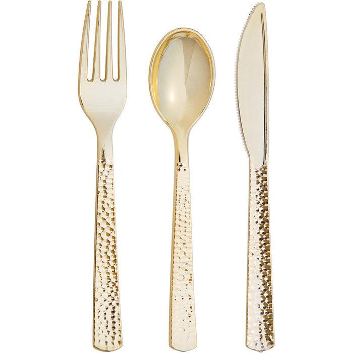 Assorted Cutlery, Gold Hammered, 24 ct | Amazing Pinatas 