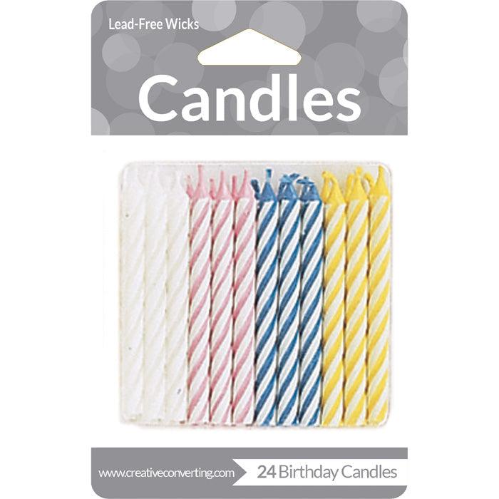 Assorted Striped Candles, 24 ct | Amazing Pinatas 