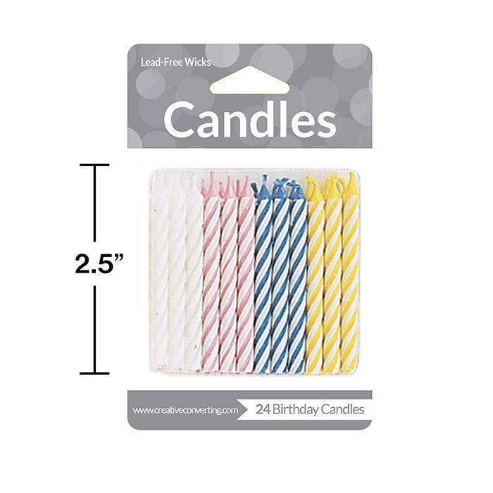 Assorted Striped Candles, 24 ct | Amazing Pinatas 