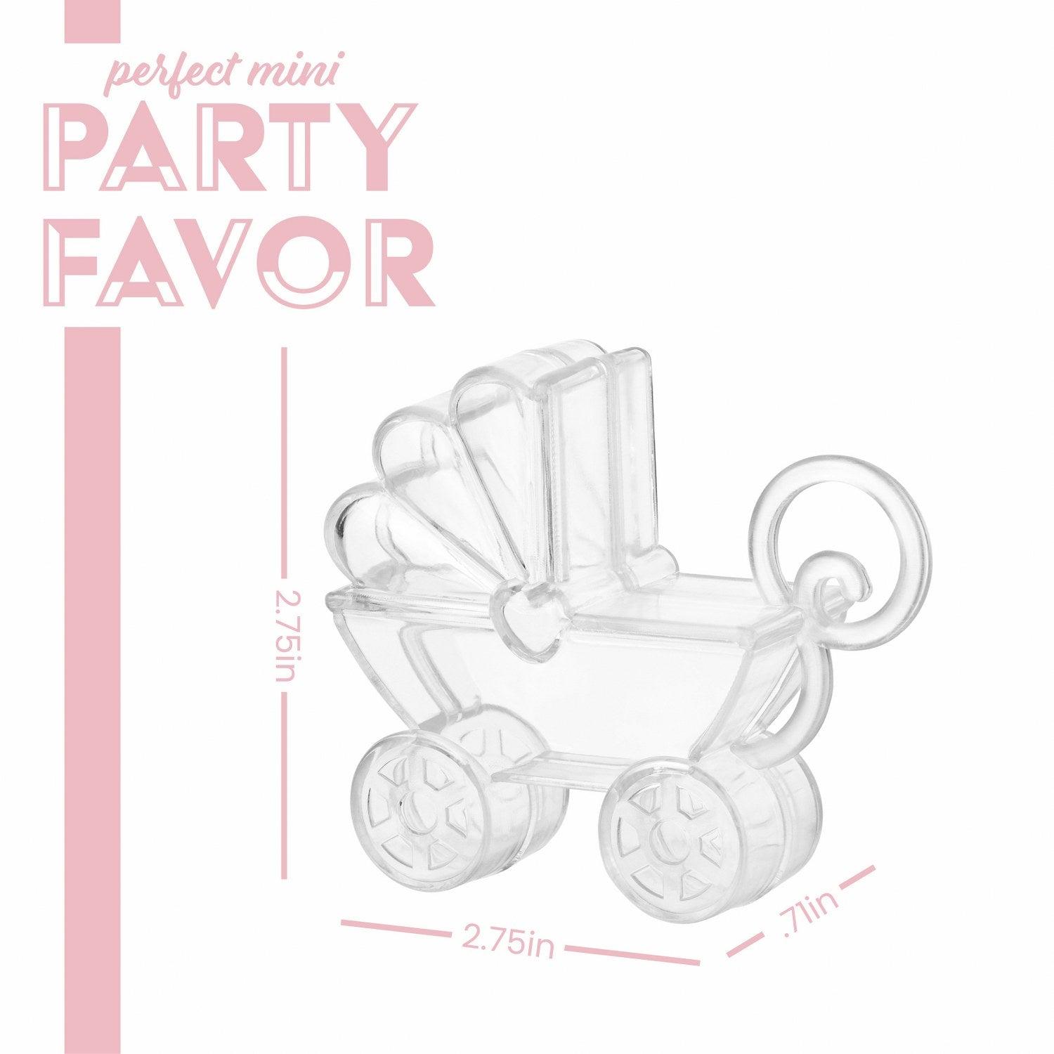 Baby Carriage Shaped Acrylic Candy Boxes 24 Pack 2.75"X2.75"X0.71" | Amazing Pinatas 