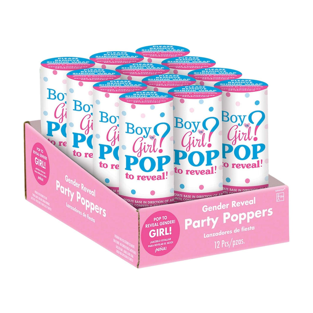 Baby Girl Pink Confetti Gender Reveal Poppers | Amazing Pinatas