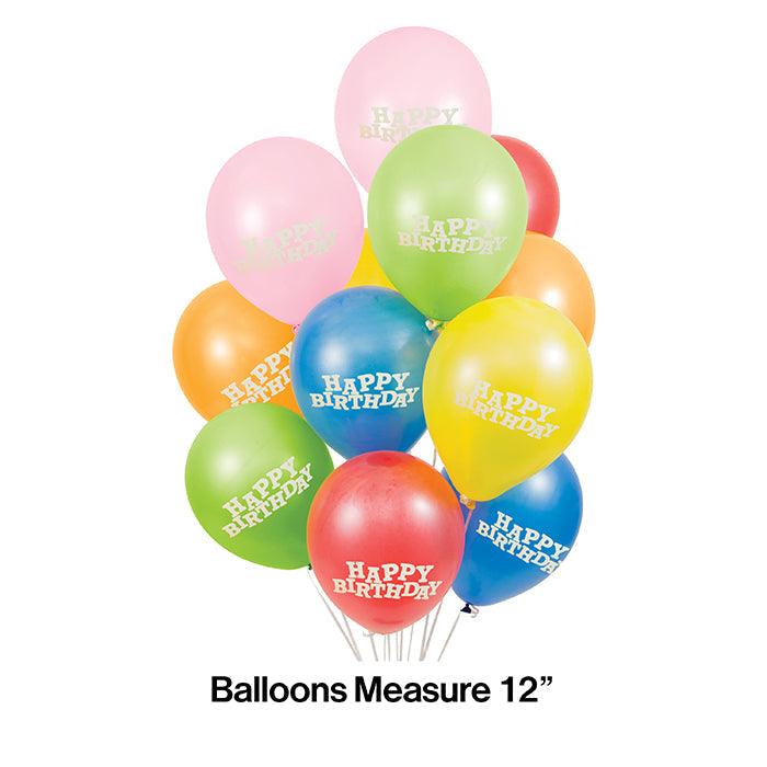 Balloons, 12" Asst Happy Birthday, 15 ct | Amazing Pinatas 