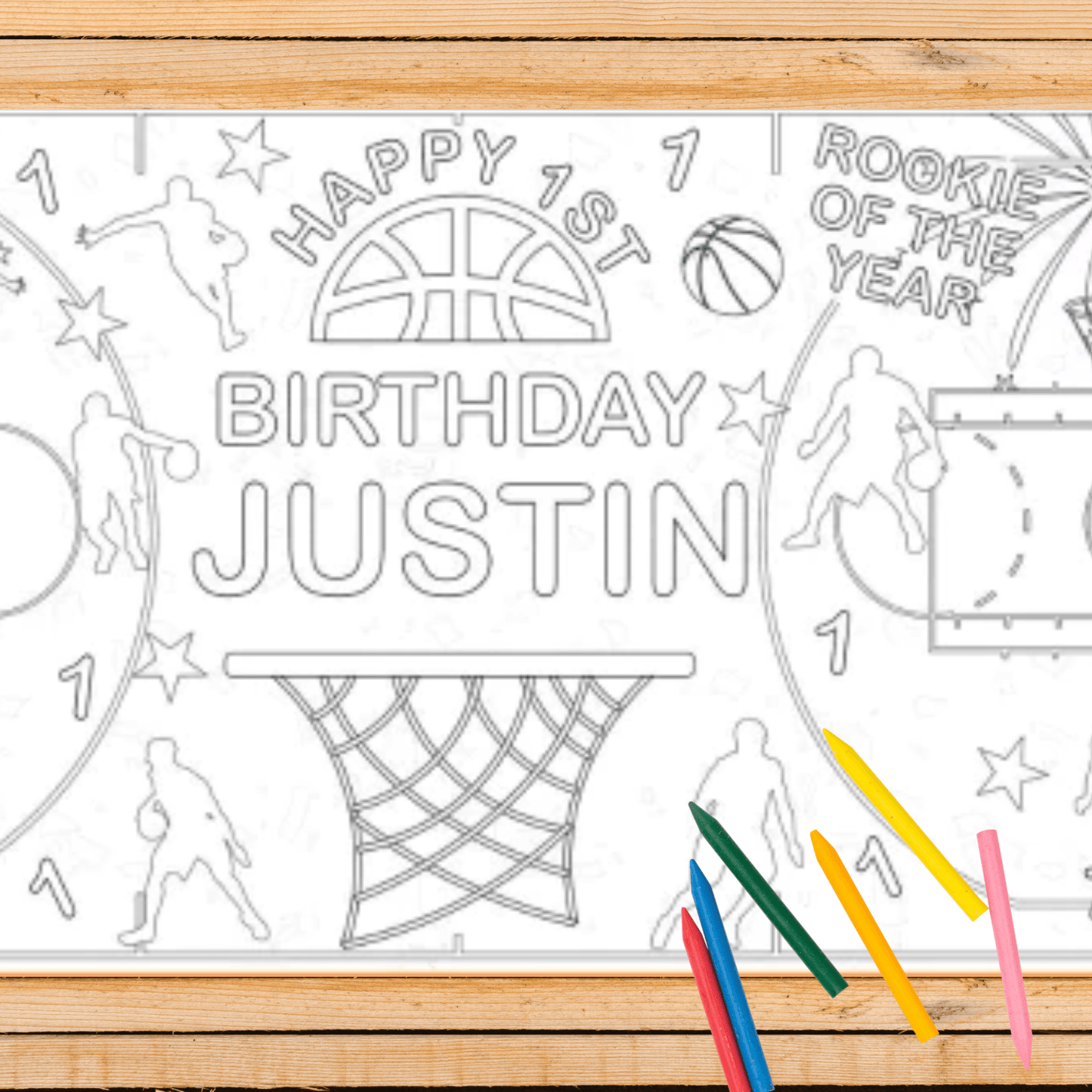 Basketball Birthday Coloring Activity Table Cover | Amazing Pinatas 