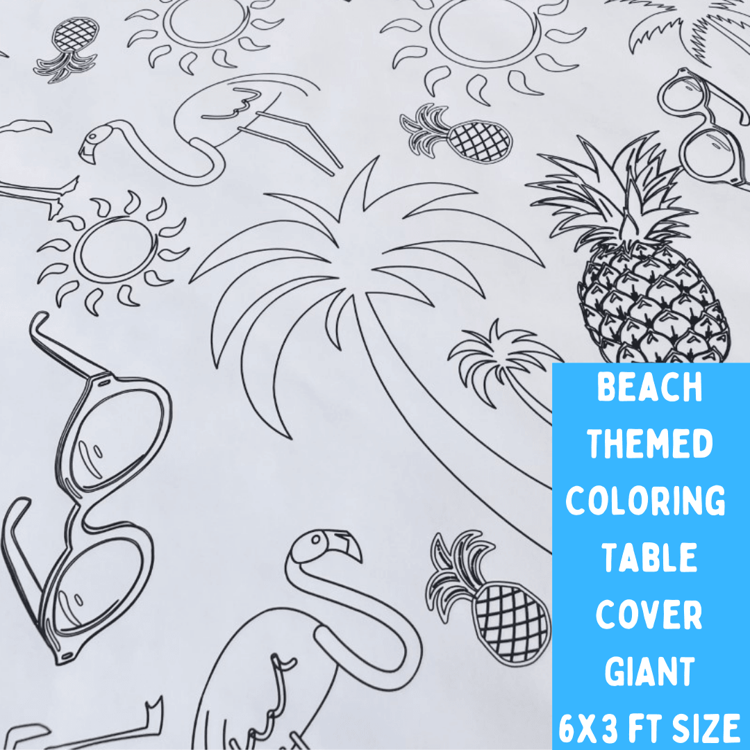 Beach Coloring Activity Table Cover | Amazing Pinatas 