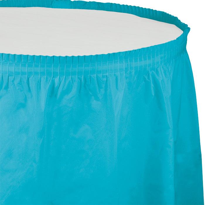 Bermuda Blue Plastic Tableskirt, 14' X 29" | Amazing Pinatas 