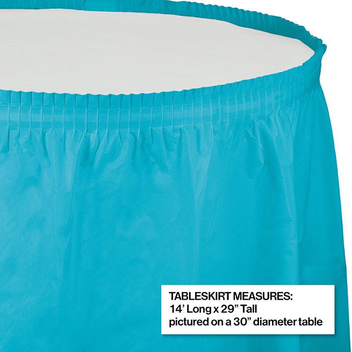 Bermuda Blue Plastic Tableskirt, 14' X 29" | Amazing Pinatas 