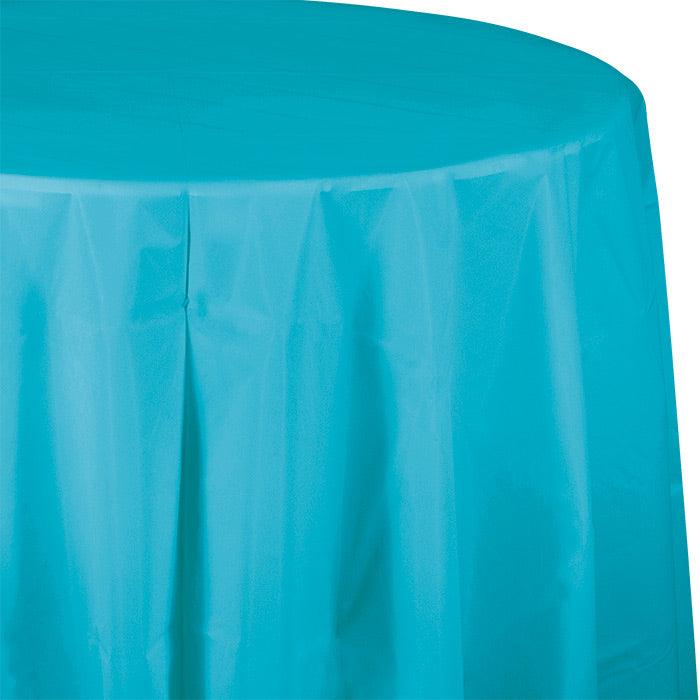 Bermuda Blue Round PlasticTablecover, 82" | Amazing Pinatas 