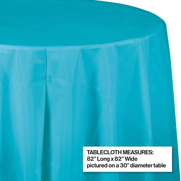 Bermuda Blue Round PlasticTablecover, 82" | Amazing Pinatas 