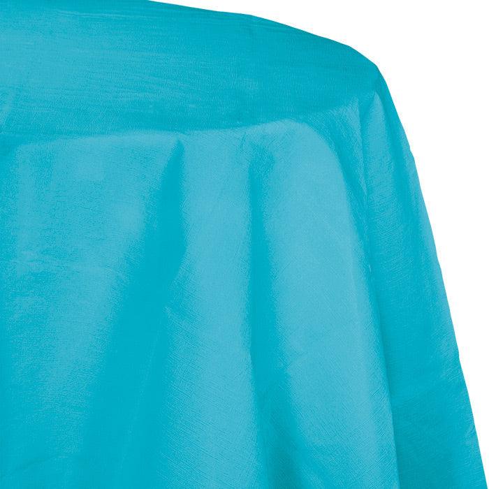 Bermuda Blue Round Polylined TIssue Tablecover, 82" | Amazing Pinatas 