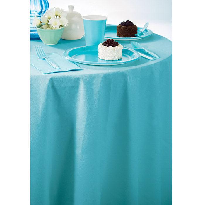 Bermuda Blue Round Polylined TIssue Tablecover, 82" | Amazing Pinatas 