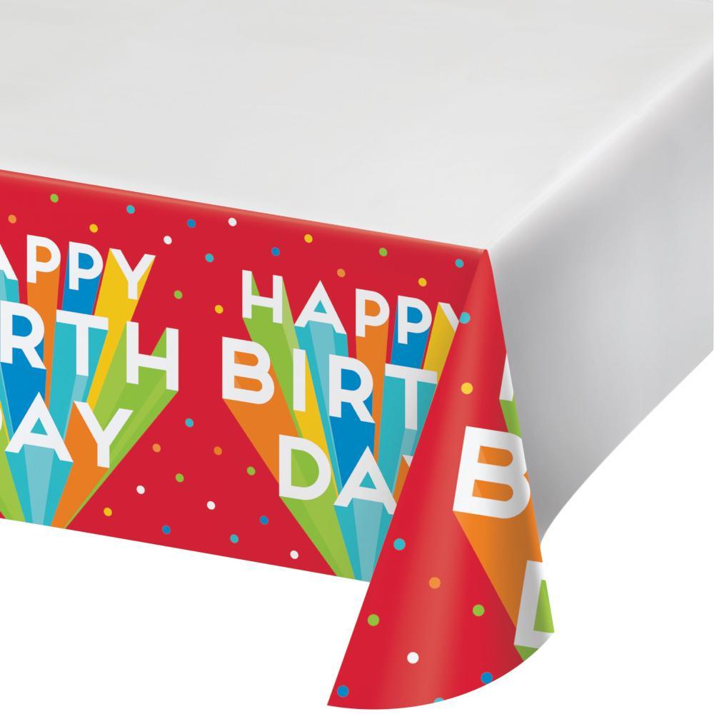 Big Birthday Bash Plastic Tablecover 48" X 88" (1/Pkg) | Amazing Pinatas 