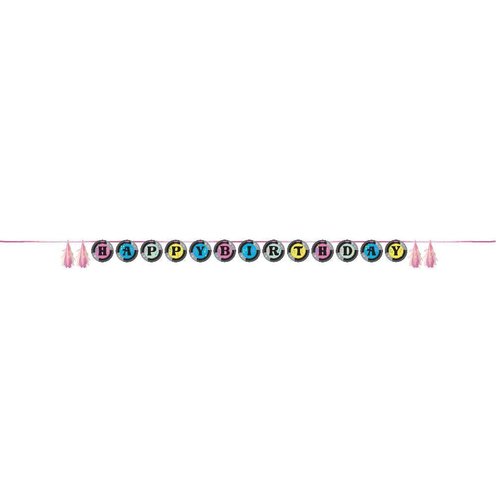 Birthday Beats Ribbon Banner Shaped w/ Tassels (1 per Pkg) | Amazing Pinatas 