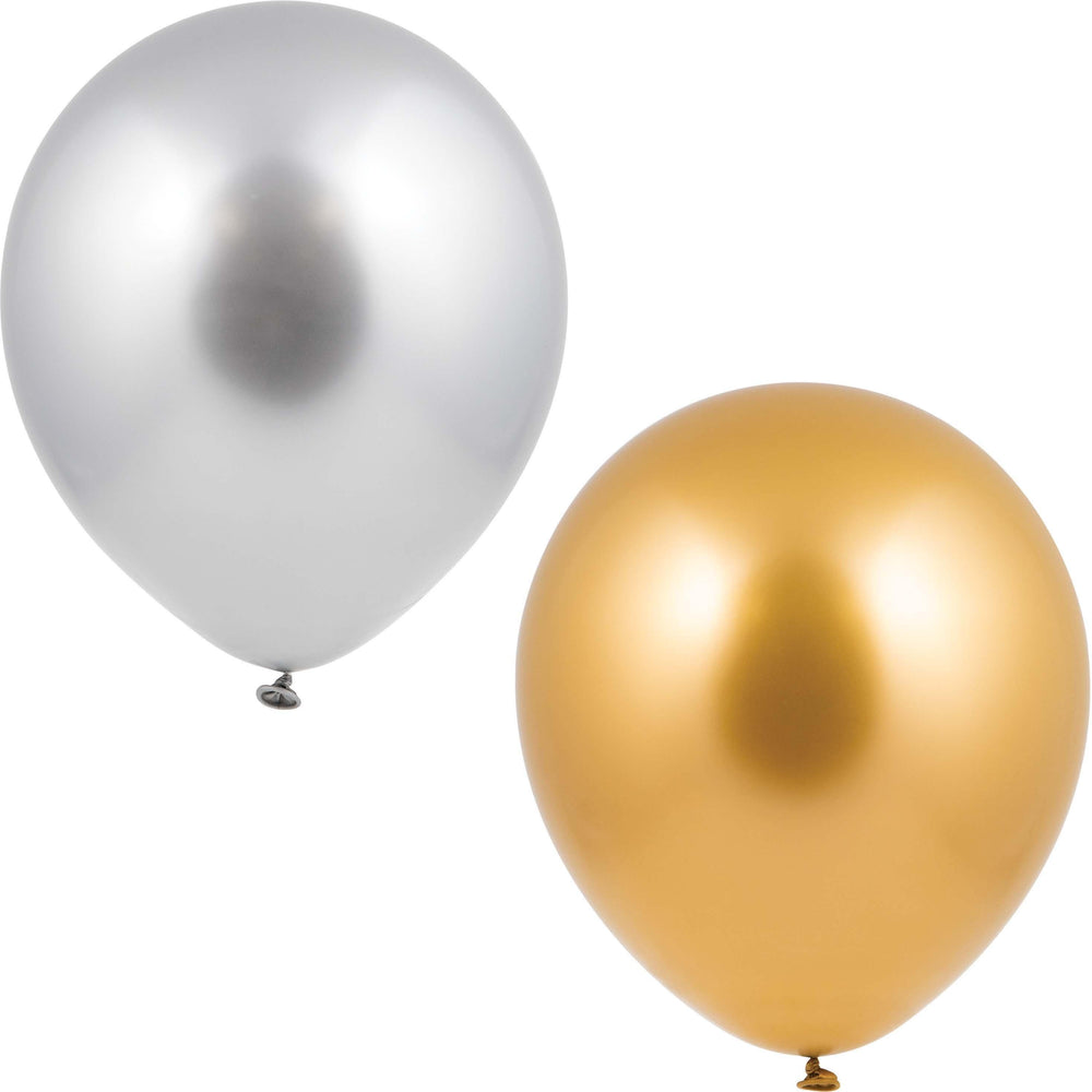 
                  
                    Birthday Latex Balloons 12" Silver Gold Metallic 12ct | Amazing Pinatas 
                  
                