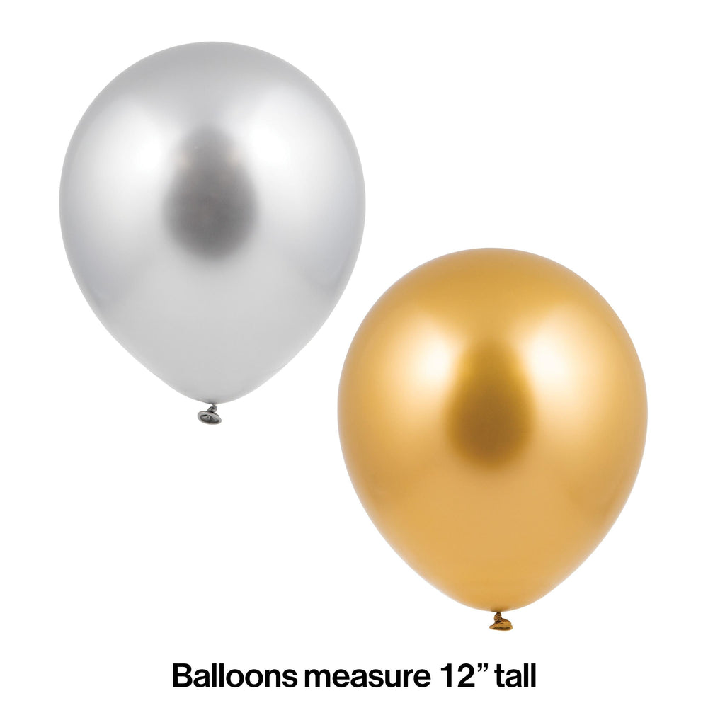 
                  
                    Birthday Latex Balloons 12" Silver Gold Metallic 12ct | Amazing Pinatas 
                  
                