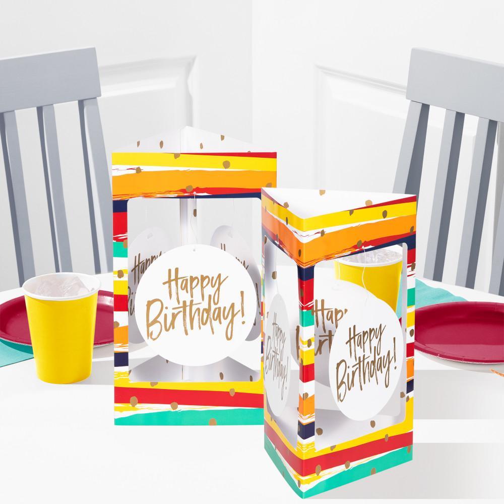 Birthday Stripes 3D Centerpiece with Danglers 2ct | Amazing Pinatas 