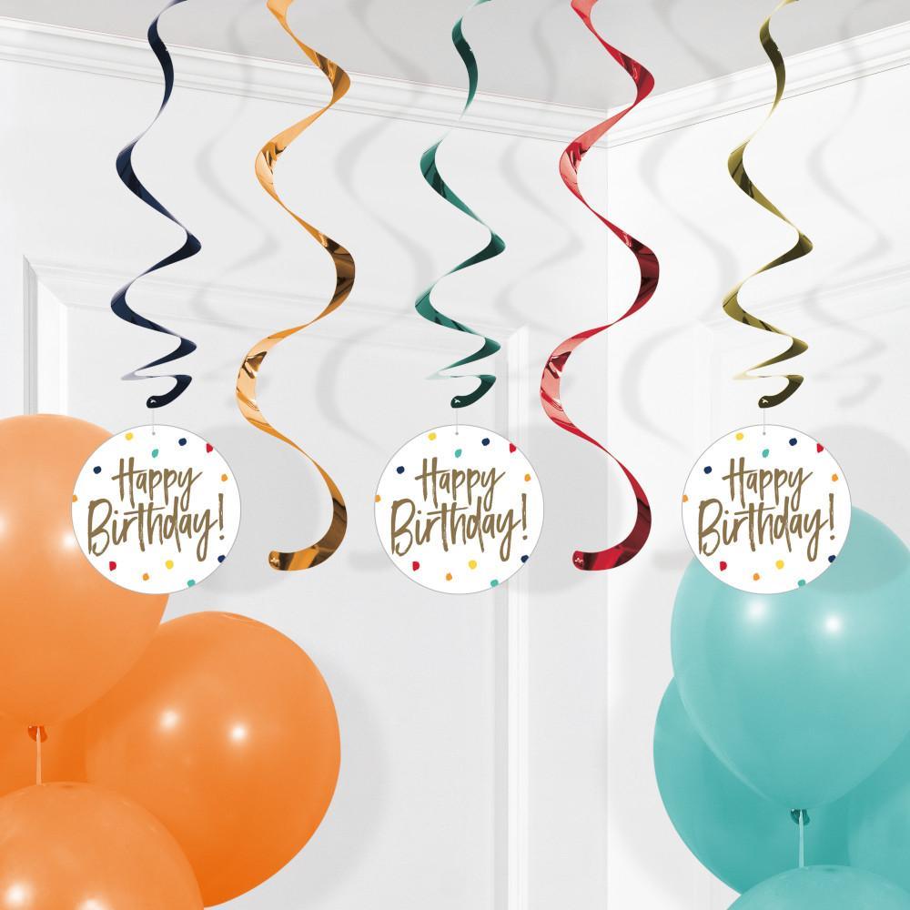 Birthday Stripes Dizzy Danglers Assorted 5ct | Amazing Pinatas 