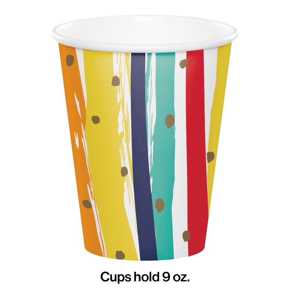 Birthday Stripes Hot/Cold Cup 9oz. 8ct | Amazing Pinatas 