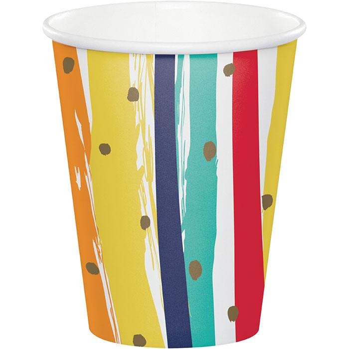 Birthday Stripes Hot/Cold Cup 9oz. 8ct | Amazing Pinatas 