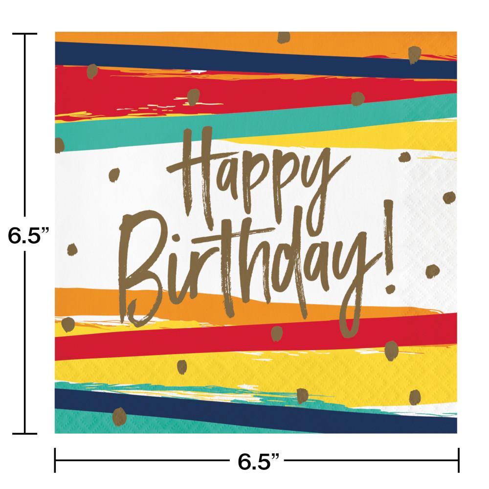 Birthday Stripes Luncheon Napkin 16ct | Amazing Pinatas 