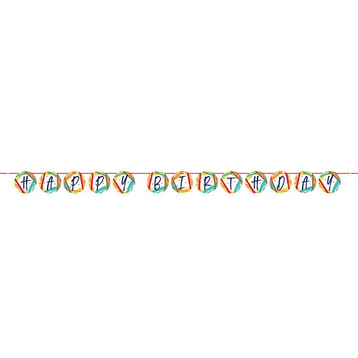 Birthday Stripes Shaped Banner w/ Ribbon and Tassels 1ct | Amazing Pinatas 