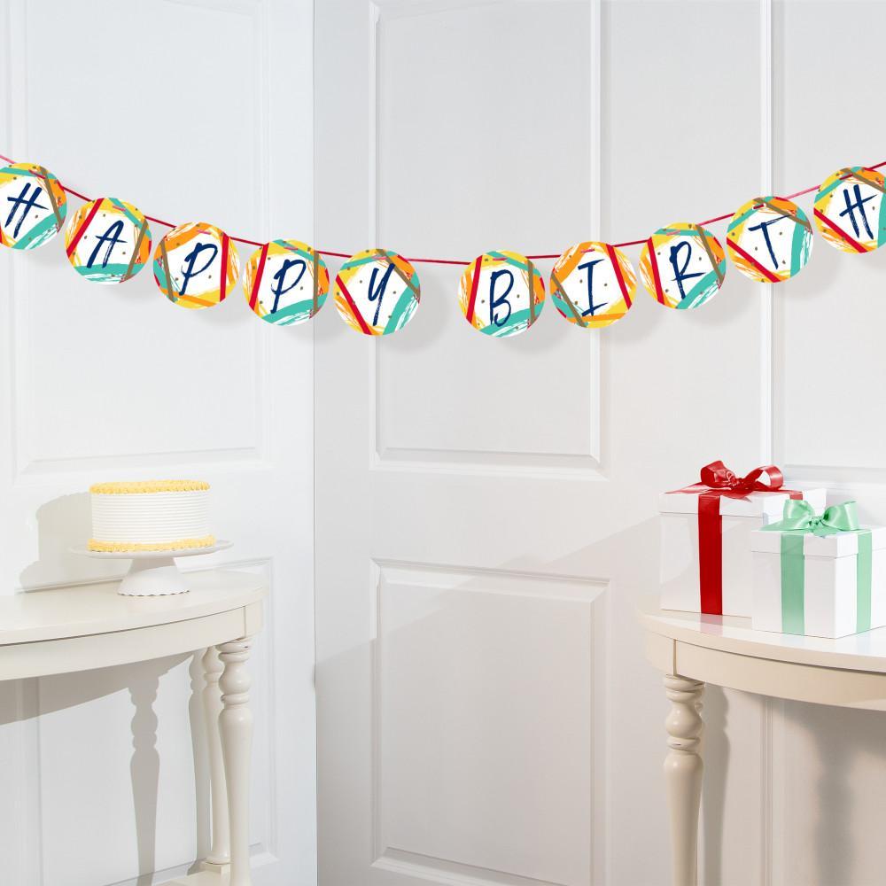 Birthday Stripes Shaped Banner w/ Ribbon and Tassels 1ct | Amazing Pinatas 